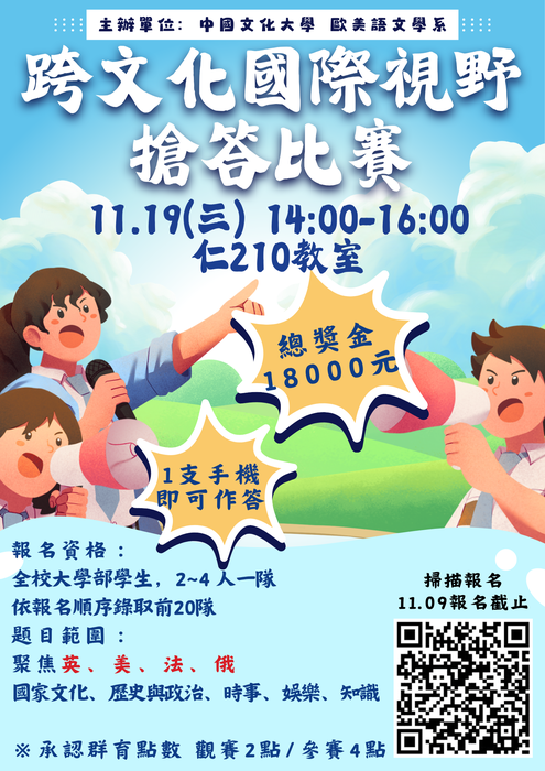 【競賽更新】11/19 跨文化國際視野搶答比賽圖片